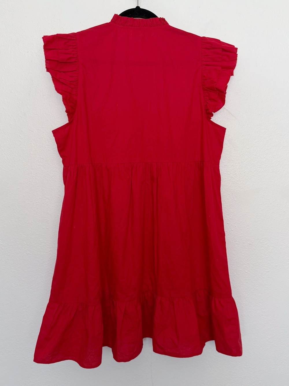 Caroline Constas Red Ruffle Cotton Tunic Dress Boho Mini - Picture 3 of 8